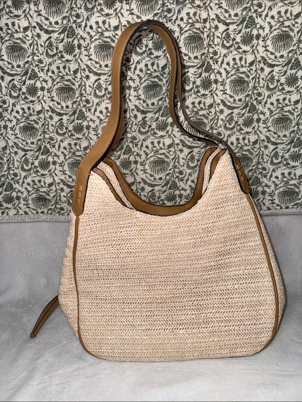 Style & Co. Beige Straw Hobo with Tan Trim